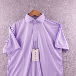 Collars & Co Mens‎ Small Lavender Gingham Performance Polo Shirt NWT Stretch